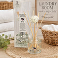 100ml Clean Linen reed diffuser with decorative floral reeds by Miss Jules Melts & Crafts.