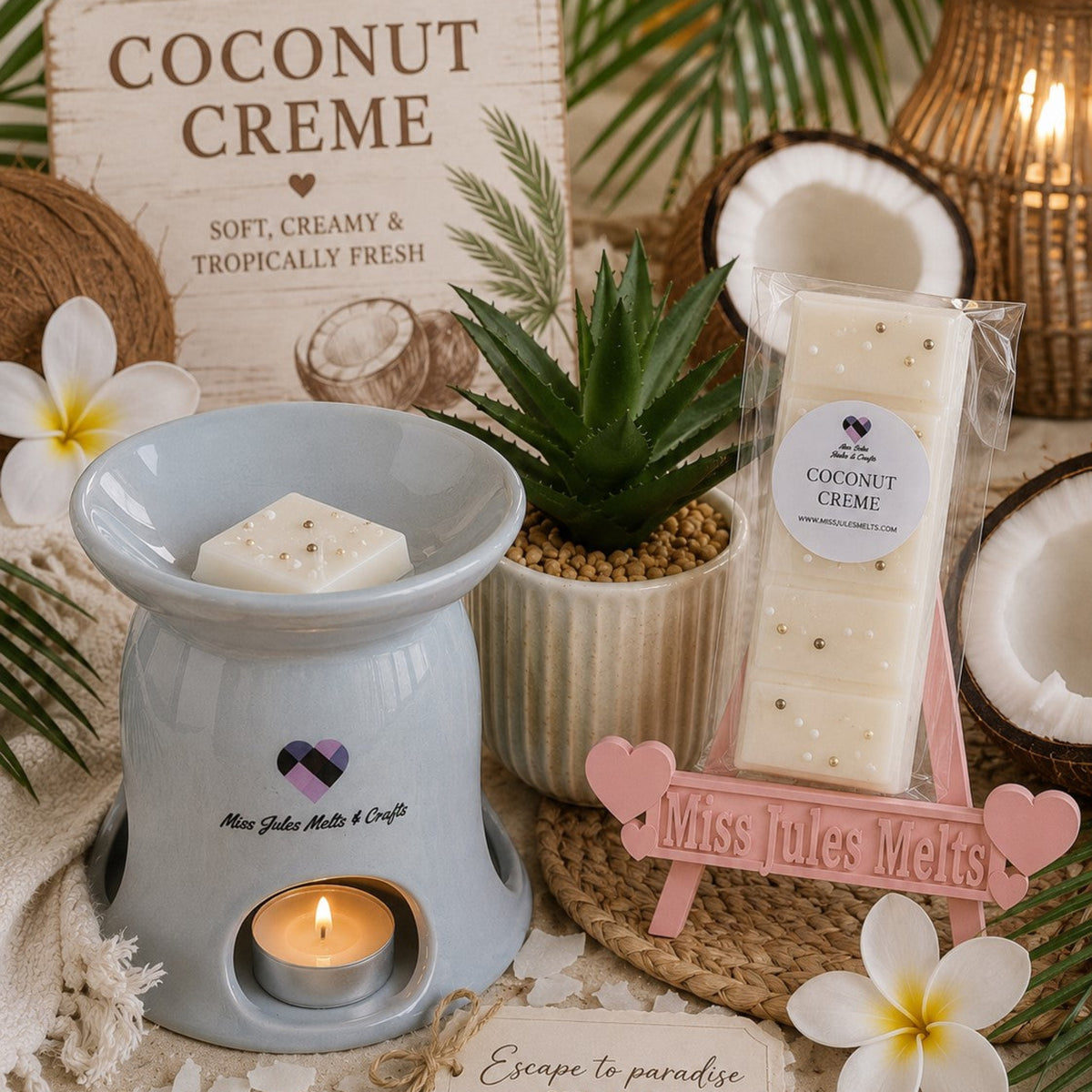 Coconut Creme Wax Melts by Miss Jules Melts & Crafts – sweet, creamy coconut-inspired home fragrance.