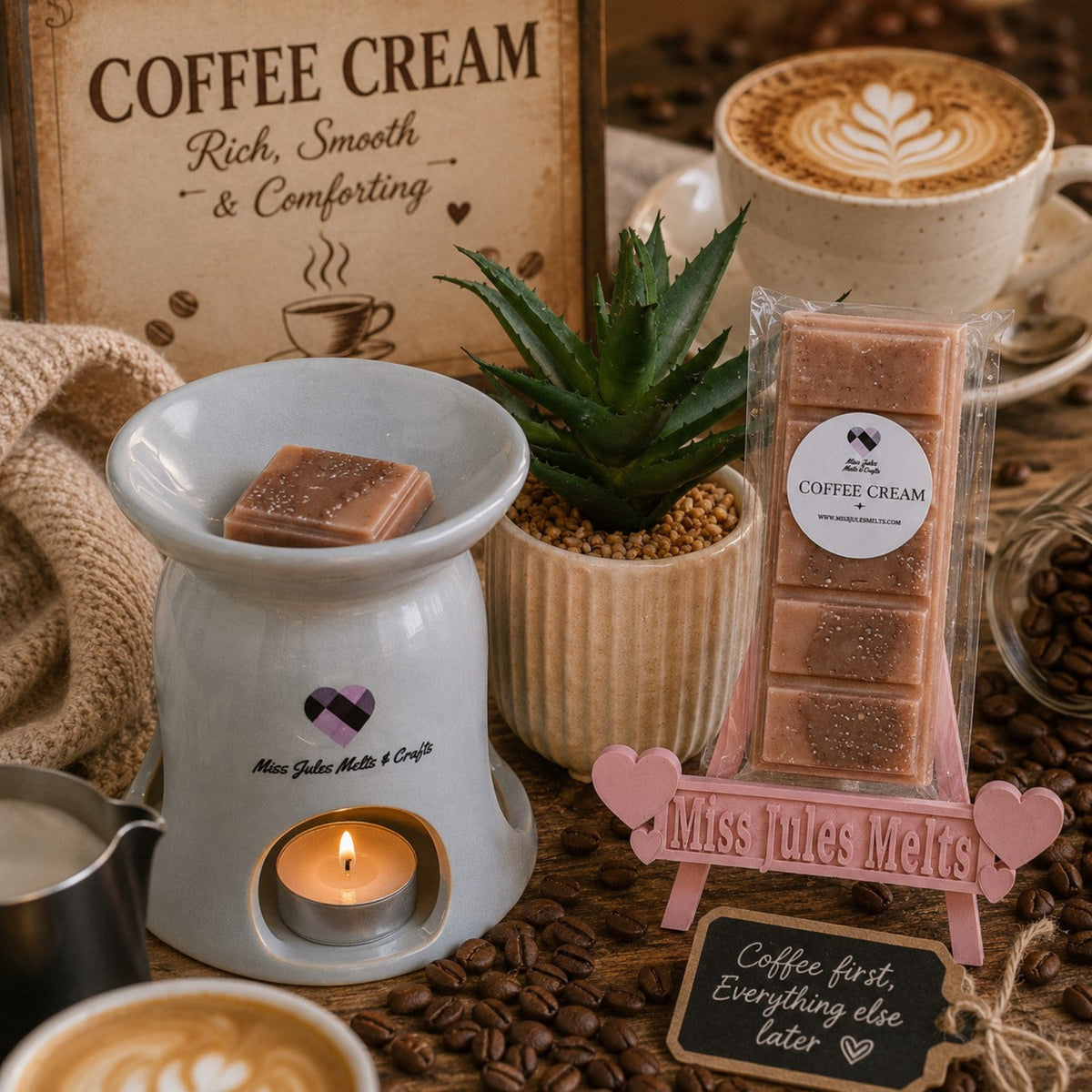 Coffee Cream scented wax melts by Miss Jules Melts & Crafts with a rich coffee and creamy fragrance