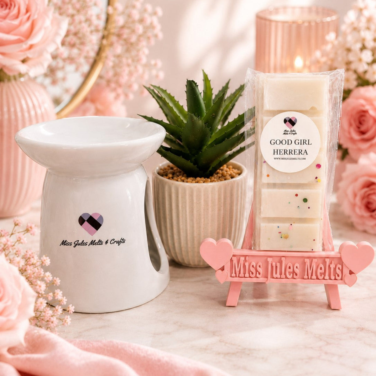 Good Girl-inspired scented wax melt snap bar from Miss Jules Melts & Crafts.