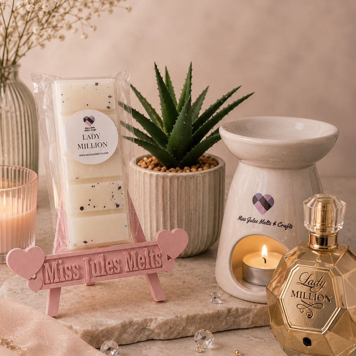 Lady Million-inspired wax melt snap bar from Miss Jules Melts & Crafts.