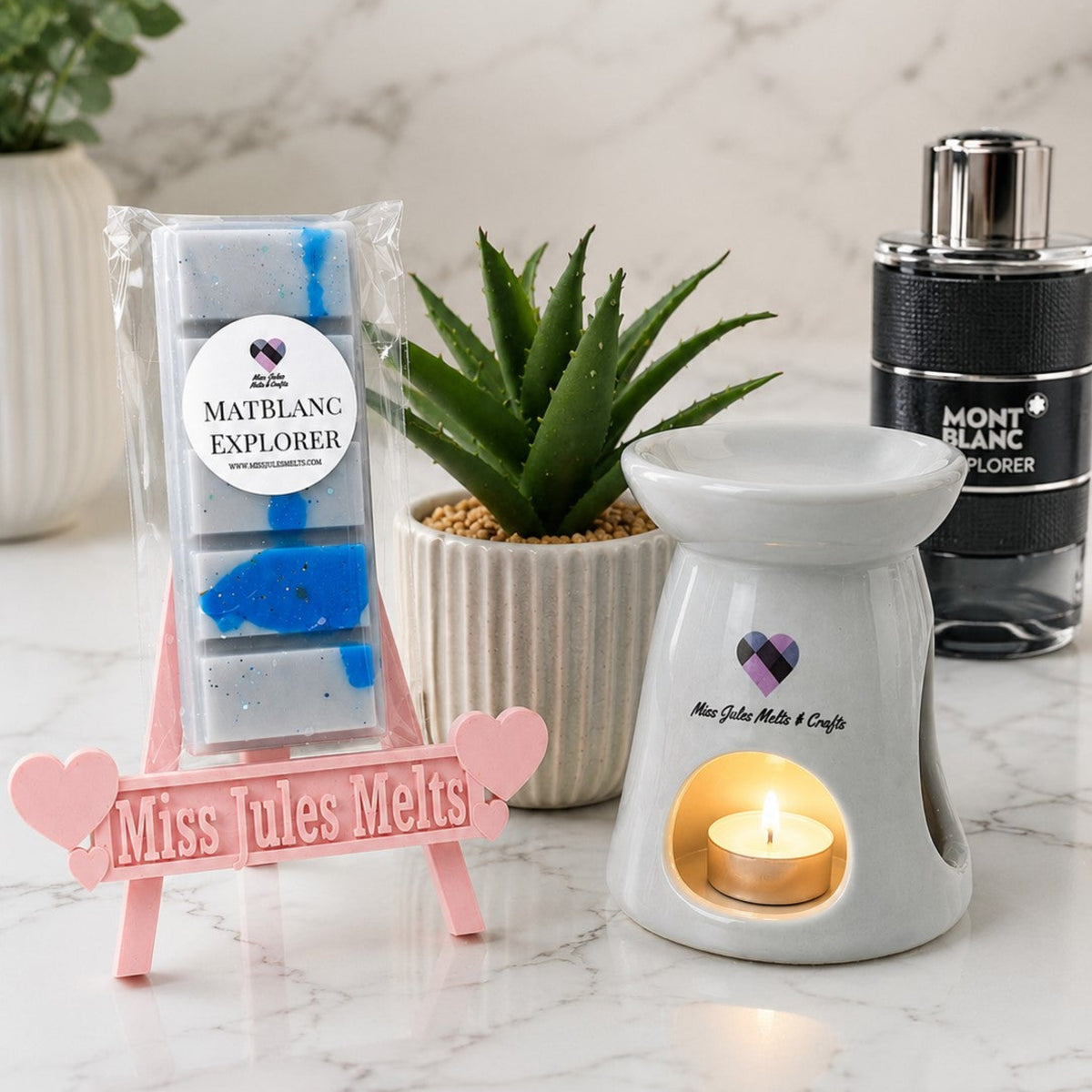 Montblanc Explorer-inspired scented wax melt snap bar from Miss Jules Melts & Crafts.