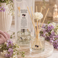 100ml Nan’s Night Scented Stock reed diffuser with decorative floral reeds by Miss Jules Melts & Crafts.