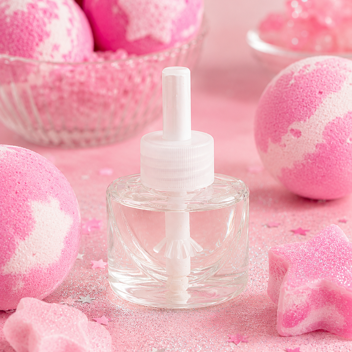 Snow Fairie plug-in diffuser refill with a sweet, sugary candyfloss-inspired fragrance by Miss Jules Melts & Crafts.