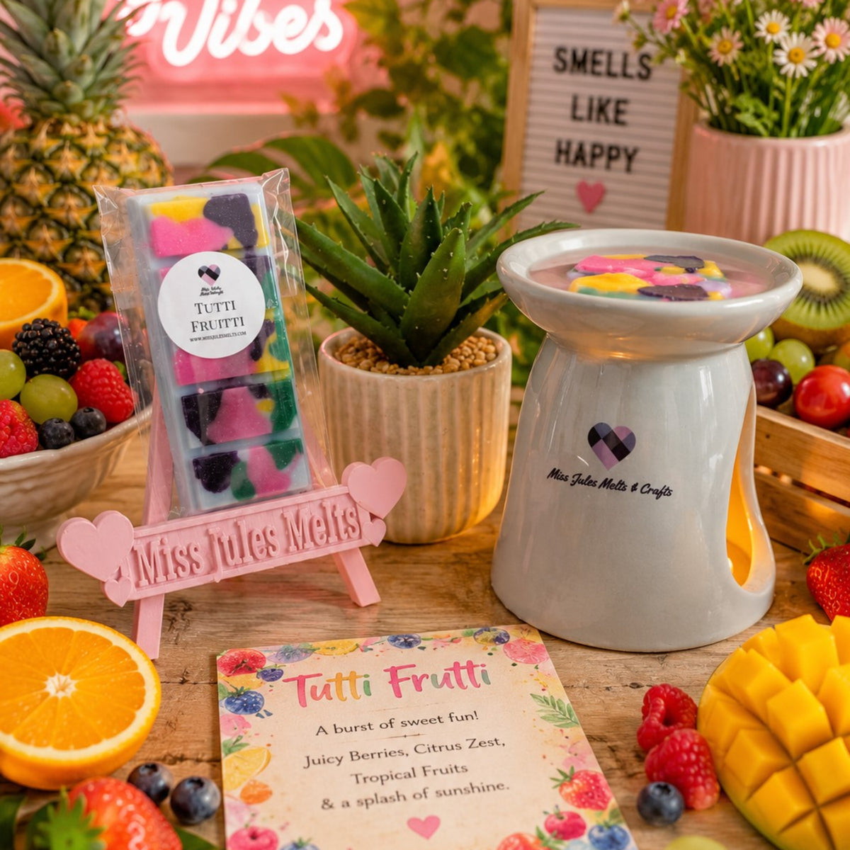 Tutti Frutti scented wax melts by Miss Jules Melts & Crafts with a sweet, colourful and fruity fragrance